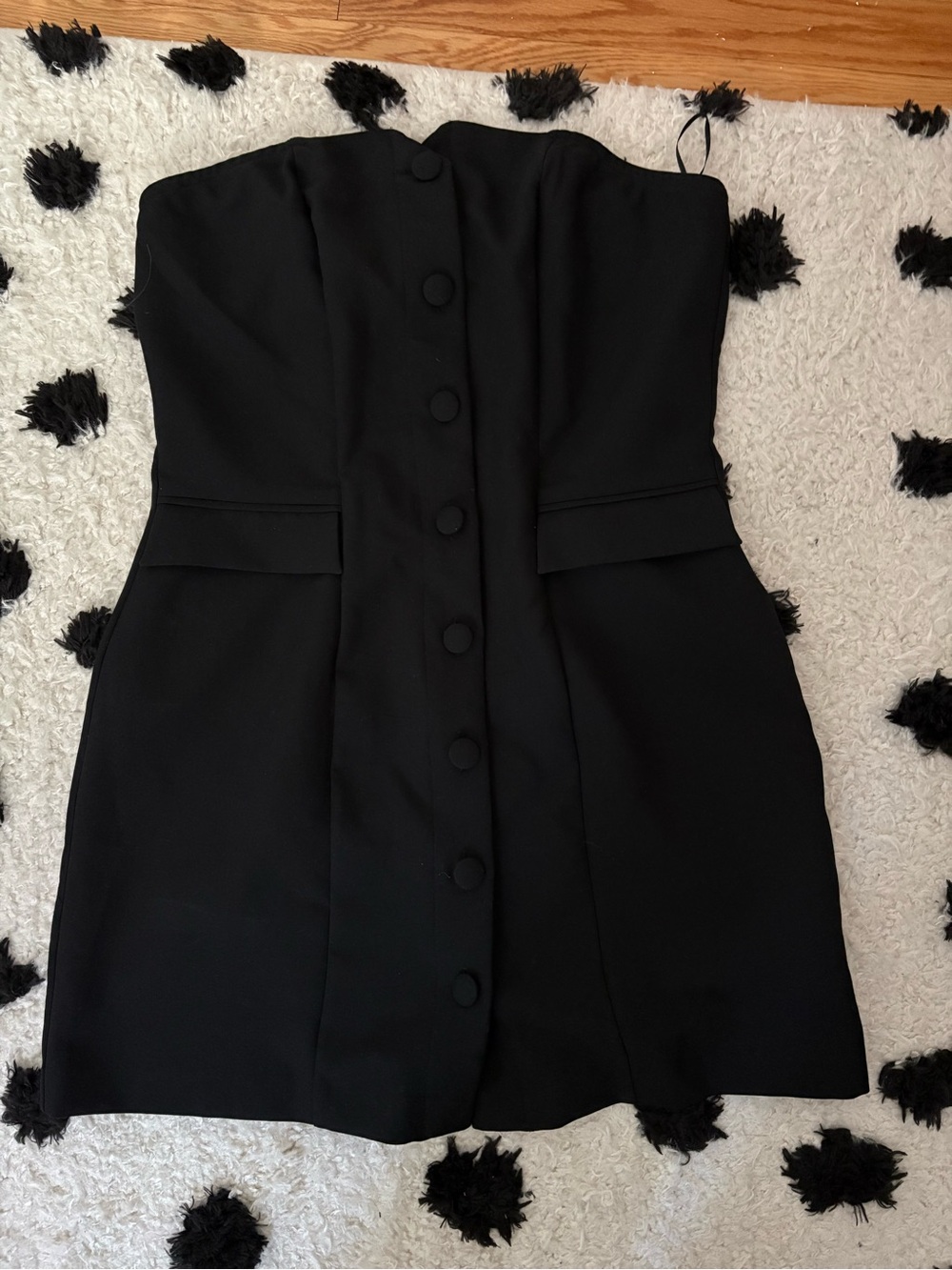 H&M Strapless Black Button-Front Mini Dress